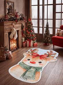 Christmas Washable Non-Slip Area Rug – Thin Soft Living Room Carpet, Kitchen Rug & Runner, Festive Holiday Home Decor - Brown - View 4