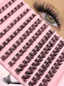 Asiteo 120pcs D Curl Fluffy Cluster False Eyelashes, Thin Crossed Daily Makeup Look, High Capacity Reusable Single Cluster False Eyelashes, Suitable For Home Use - D - View 5