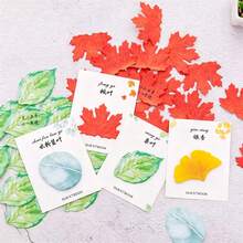 Realistic Leaf Shaped Sticky Notes, Maple, Ginkgo, Mulberry, Watercolor Blue Leaf, 4 Styles Combination, Fresh Watercolor Leaf Design, Reusable Sticky Notes, Student Planner Decoration, Memo, Note Taking - one-size - View 6
