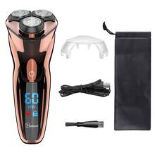 Hatteker 1pc Electric Shaver With LCD Digital Display, USB Rechargeable, Fully Waterproof, Floating Beard Trimmer For Men - Brown - View 2