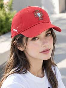 Puma Unisex Sports Cap FPF-ESS-Cap Red Vintage Sun Protection Baseball Cap 027088-01 - Red - Lake Green - View 1