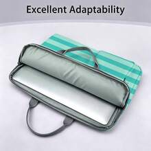 Polka Dot And Striped Pattern Laptop Bag/Briefcase - Made Of Soft Fabric, Compatible With Various Laptop And Tablet Devices; Equipped With External Zipper Pocket And Fixed Handle, Large Capacity Storage, Balancing Protection And Portability, Suitable For Work, Study And Travel, Essential For Daily Commute - Grey - View 5