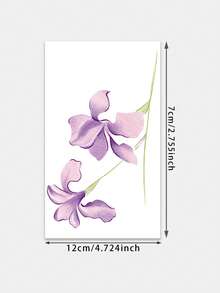 1pc Temporary Tattoo, Light Purple Iris Flower Pattern, Realistic Fake Tattoo Design, Suitable For Daily, Bachelorette Party Favors, Music Festival, Game, Graduation Gift, Lasts 3-5 Days - Multicolor - View 2