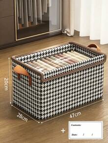 2/5pcs Foldable Fabric Storage Box With Lid And Handle, Made Of Durable Non-Woven Fabric, Suitable For Wardrobe, Bedroom, Dormitory, Camping, And Travel - Classic Design Space-Saving Wardrobe Organizer, Under-Bed Storage - Multicolor - View 6