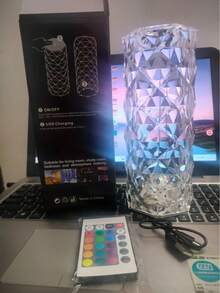 1pc 16-Color Crystal Rose Lamp, RGB Rose Diamond Touch Lamp, Bedroom/Living Room/Party Dinner Decor Creative Lamp, Home Gift 16-Color Changing Night Light With Remote Control And Touch - Multicolor - View 5