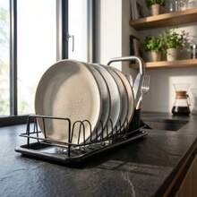 Homix - Escurreplatos de Metal Quttin con Bandeja de Goteo y Escurridor de Cubiertos - Negro (41.5 x 17.3 x 10 cm) - Negro - Ver 4