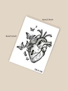 9PCS Herbal Juice Semi-Permanent Magic Tattoo Stickers Skull Thorn Heart Pattern Long-Lasting 14 Days No Fading No Reflection Arm Waist Abdomen Leg Body Temporary Tattoo Stickers - Blue - View 6
