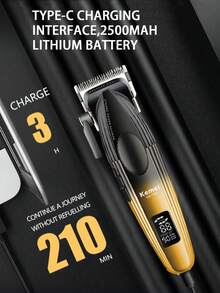 Kemei 2 Pieces Professional Haircutting Scissors Set, Cordless Men's Hair Clipper, USB Rechargeable With LED Display, Multifunctional Hair Cutting Set, 0mm Gap Engraving Trimmer, Tools Suitable For Home And Barber Shop Use - Multicolor - View 8