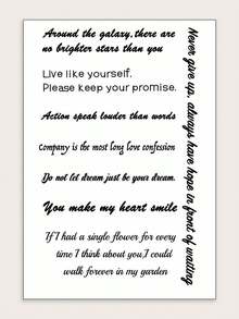 1pc Artistic Inspirational English Quote Pattern Party Gift Holiday Gift DIY Music Festival Temporary Tattoo Sticker For Arm Shoulder Neck Collarbone Leg Waterproof Body Skin - Black - View 2