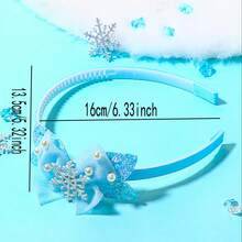 1pc Blue Snowflake Glitter Mesh Ice Princess Headband Cartoon Exquisite Hair Accessory - Blue - View 5