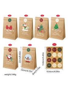 Christmas Gift Bags, Gift Wrapping Bags, Santa Claus Flat Paper Bags, Christmas Eve Gift Wrapping Bags - Multicolor - View 12