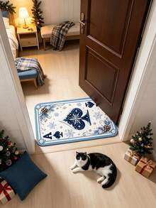 1pc Christmas Snowflake Ace Of Spades Doormat, Decorative Rug, Floor Mat, Carpet, Living Room Rug, Bedroom Rug, Christmas Rug, Door Mat - Multicolor - View 4