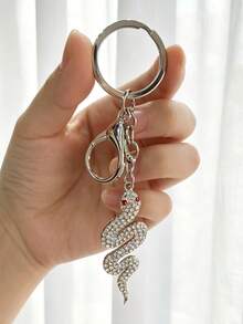 Creative Rhinestone Snake Keychain Pendant, Artificial Diamond Decorated Snake Personalized Interesting Key Chain, Key Decoration Accessory, Car Key Ring Pendant, Gift For Friends - Snake - View 8