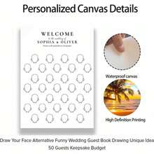 1pc Customized Portrait Painting, Suitable For Different Types Of Weddings, Optional 100/50 Guests Signature Guestbook Canvas Print, Framed Or Unframed - Multicolor - View 15