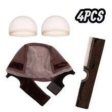 Headband & 2pcs High Definition Wig Caps, Breathable Elastic Adjustable Wig Caps, Suitable For Lace Front Wigs And Hairstyles, 3 Colors Available - View 5