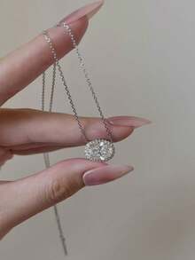 Kalung Liontin Telur Merpati untuk Wanita, Batu Permata Potongan Bunga Es, Berlian Karbon Tinggi, Desain Niche, Rantai Tulang Selangka Mewah Ringan - Kalung telur merpati - View 6