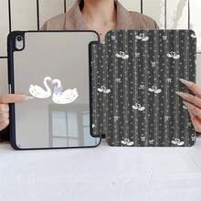 深色蕾絲條紋紫色蝴蝶結天鵝保護平板保護套，附筆槽，相容於 iPad 10代/ Air 13(M3 2025)/ Air 11(M3 2025)/ 11(A16 2025)/相容於 Galaxy S9/S7/S10+/相容於 Galaxy Tab S6 Lite 10.4 吋/相容於 Matepad - 彩色 - 查看 7
