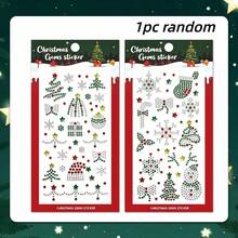 3/1pc New Christmas Rhinestone Stickers, Colorful Shiny DIY Decoration, Includes Christmas Tree, Snowflake And Crystal Gemstone Patterns - Multicolor - View 6