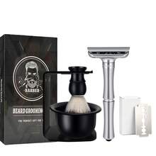 Men's Adjustable Double Edge Safety Razor, Classic Manual Shaving Razor, Smooth Close Shave, Easy To Clean, Durable Design, Black & Silver - Multi-color - View 9