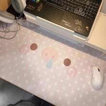 Sweet Pink Dots Pig Pattern PU Leather Desk Pad, Kawaii Large Mouse Mat, Waterproof Anti-Scratch Desk Cover, Lovely Pastel Table Decor For Gaming & Daily Workspace - View 4