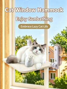 Cat Window Hammock, Wireless Cat Perch, Foldable Sturdy Lounger, Upgraded Suction Cups, Easy To Assemble, Indoor Cat Bed, Holds 55 Lbs, All Seasons, Breathable Soft, Gift, Present, Celebration - Large (52*30cm) - View 5