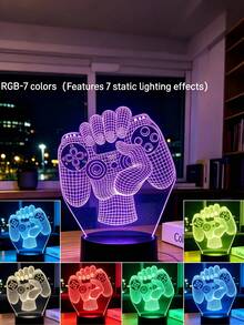 1 Buah Lampu Malam LED 3D Pengontrol Game 7 Warna, Antarmuka USB, Lampu Malam Dekorasi Suasana, Lampu Tidur Cahaya Lembut, Cocok untuk Ruang Belajar, Kamar Tidur, Ruang Tamu, Dekorasi Suasana Bar, Hari Valentine, Kembali ke Sekolah, Hari Thanksgiving, Hadiah Ulang Tahun Teman - beraneka warna - View 2