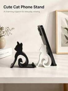 1/2pcs Cute Cat Shaped Phone Stand, Creative Animal Shape Desktop Phone Holder, Universal Non‑Slip Portable Smartphone Tablet Stand, Decorative Cell Phone Mount For Desk Office Bedroom Home, Ideal Gift For Cat Lovers - Multicolor - View 6