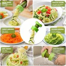 1pc Handheld Vegetable Spiralizer, Manual Zucchini Noodle Maker,Blade Veggie Spiral Slicer For Cucumber Carrot, Kitchen Salad Gadget - Multicolor - View 11