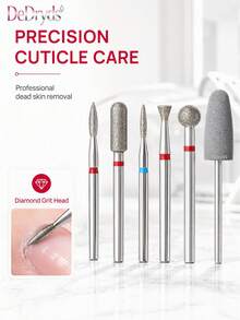 DeDryDS 6pcs Diamond Sand Nail File Drill Bits Cuticle Polishing Heads Nail Grinding Heads Electric Manicure Set, For Removing Acrylic Nails And Gel Nails - Home And Salon Use - Multicolor - View 3