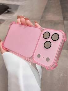 奢華四角防摔防震透明磨砂保護殼，適用於 iPhone 18 Pro Max、18 Pro、17 Pro Max、17 Pro、17、16 Pro Max、15、14、13、12 Pro Max、11，防摔背蓋 - 純粉色 - 查看 3