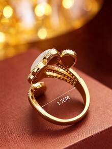 1pc Fashion Classic Leaf Branch Water Drop Shape Open Ring, Niche Design Luxury Women's Jewelry, Holiday Gift Accessory - Open Ring - View 6