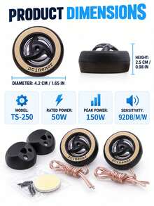 2pcs Mini Car Tweeters, Piezoelectric Coil Tweeter, Car Small Tweeter Stereo TS-250 - Tweeter - View 6
