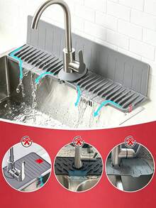 Alas Silikon Pelindung Percikan Keran Dapur, Alas Pengeringan Anti Noda untuk Wastafel Dapur, Rak Pengeringan Dapur, Alas Sabun untuk Wastafel Kamar Mandi, Botol Dispenser, Gelas, Perlengkapan Dapur, Aksesoris Kamar Mandi - A - View 6