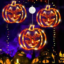1pc Halloween Pumpkin Light, Suction Cup Light, Indoor String Lights With Timer Function, Create Scary Atmosphere Decoration, Suitable For Halloween, Various Room Walls, Holiday Decoration, Battery Powered (Batteries Not Included) - Suction Cup Light - View 2