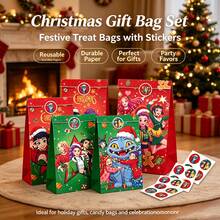 KPop Demon Hunters 12Pcs/24Pcs Character Print Paper Gift Bags With Matching Stickers, Stylish Anime Figure Pattern Treat Goodie Bags, Heavy‑Duty Paper Favor Bags For Gathering Get‑Together Snack Candy Present Packaging, Multi-Functional Decorative Storage Packaging Bags, Used For Event Table Decoration, 4 Unique Vibrant Artistic Patterns, Foldable And Reusable Gift Storage Bags - Multi-color - View 5