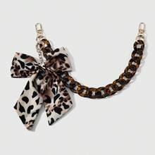 1pc Vintage Fashion Versatile Multicolor Leopard Print Bow Open Ring Chain DIY Keychain Bag Pendant, Suitable For Girls And Best Friends Daily Wear, Holiday Gift - Multicolor - View 12