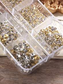 FULL BEAUTY 1 Box White Crystal Rhinestone Pointed Nail Jewelry Decoration, DIY Nail Art Supplies Nails Nail Gems Nail Charms - White - View 8