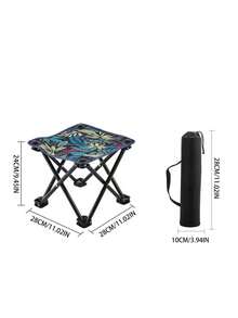 1PC Portable Folding Camping Stool, Floral Print Oxford Fabric Lightweight Compact Folding Chair, Suitable For Outdoor Fishing, Hiking, Picnic - Multicolor - View 11