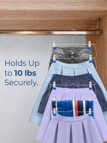 2/3pcs Multi-Functional Metal Travel Hangers With Clips, White Clips, Skirt And Pants Hangers, With Clips, Skirt Rack, Space-Saving, Multi-Layer Metal Pants Rack, Can Store Multiple Underwear, Shorts And Skirts, Space-Saving. - Silver - View 7