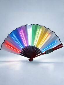 LED Light-Up Folding Fan, Collapsible Glowing Handheld Fan, Battery Powered Lighting Fan, Suitable For Party, Electronic Music Festival, Concert And Nightclub Stage Decoration - Luminous Fan - View 13