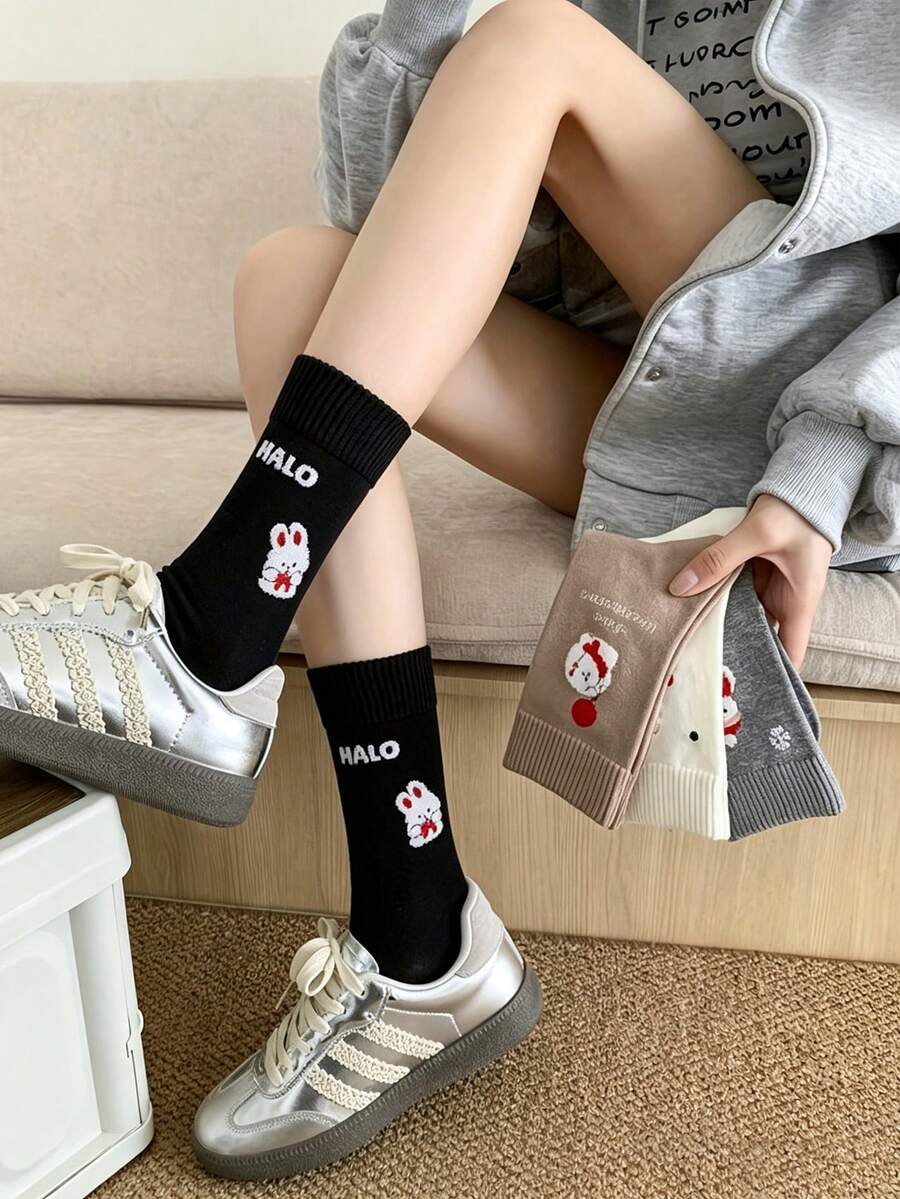 1/4/8 Pairs Christmas Snowman Themed Socks, Fashionable & Versatile, Suitable For All Seasons, Thick & Warm Comfortable Calf Socks - Multicolor - View 1