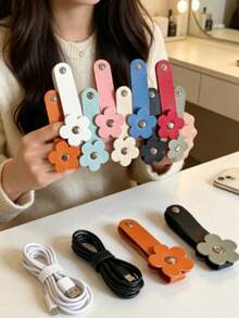 1/5/10 cái kẹp giữ dây cáp hình trái tim màu ngẫu nhiên (2.75*1.37 inch), dụng cụ quấn dây tai nghe, kẹp giữ dây cáp bằng da PU, hộp đựng dây cáp dữ liệu tự dính, túi đựng dây cáp dữ liệu, đồ dùng du lịch thiết yếu - A - Xem 11