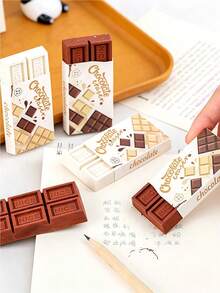 4/2/1pc Chocolate Eraser, Ultra-Mini Realistic Design, Unique Cleaning Tool, Student Stationery, Student Christmas Reward Gift - Multicolor - View 1