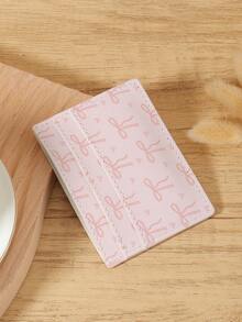 Fashionable Women's Bow Printed Short Wallet With Large Capacity For Card Storage, Coin And Credit Card Storage, Perfect For Outdoor Use - Pink - View 3