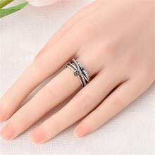 Vectoflux S925 Sterling Silver Women's Multi-Layer Intertwined Heart Rings, Classic Engagement Wedding Jewelry - Silver - View 6