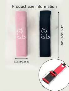Car Cat Embroidery Pattern Seat Belt Shoulder Pad, Seat Belt Protector, Comfortable Textile Material, Universal Fit For Front Seat Seat Belt Pad - All Season Car Safety Accessory, Car Interior Accessory; Suitable For Driver And Passenger Use; Long Distance Travel And Driving. Car Decoration Accessory, All Season Universal. - One Size - View 9