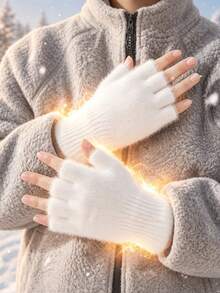 Women's Autumn/Winter Versatile Thermal Lined Warm Half-Finger Gloves, Suitable For Office, Study, Writing, Driving, Cycling, Open-Finger Design For Flexible Operation | Suitable For Halloween, Thanksgiving, Christmas - Multicolor - View 4