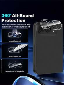 2pcs HD 9H Tempered Glass Camera Lens Screen Protector, Compatible With IPhone Duo/18 Pro Max/18 Pro/17/Air/17 Pro/17 Pro Max/16 Pro Max/15 Pro Max/14 Pro Max/13/12/11 Pro Max, Fits Multiple Phone Models, High Hardness - Clear - View 4