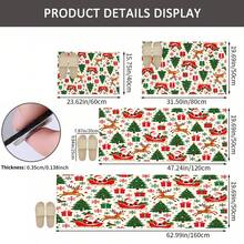 Reindeer Christmas Print Long Runner Rug, Indoor Home Decor, Kitchen Long Mat, Entryway Doormat, Hallway Entrance Decor, Bedroom Bedside Rug, Living Room Rug, Laundry Room Mat, Bathroom Bath Mat, Suitable For Apartment, Dorm And Home Daily Decor - Multicolor - View 6