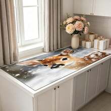 1pc Christmas Series Snow Deer Pattern Printed Coffee Bar Mat, Drainage Mat, Coffee Machine Soft Bottom Diatomaceous Earth Drainage Mat, Soft Rubber Drainage Mat, Super Absorbent Wear-Resistant Dish Drying Mat, For Countertop Restaurant Kitchen Table Mat, Patio Dining Table Decor, Home Kitchen Supplies, Countertop Decor Mat - Multicolor - View 3